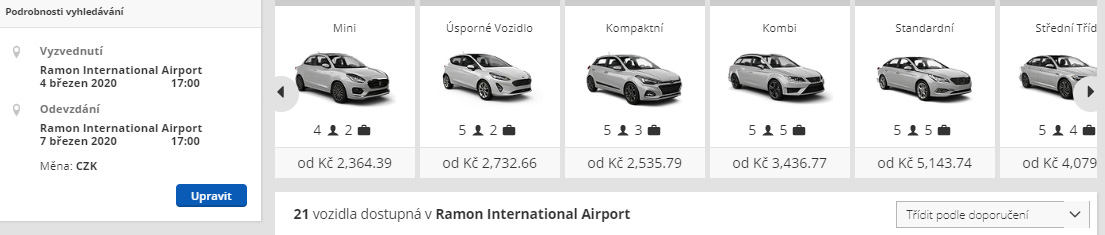 pujcovna aut letiste ramon eilat